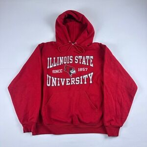 Illinois State University Red Hoodie‎ Sweatshirt Pullover Mens Medium NuBlend